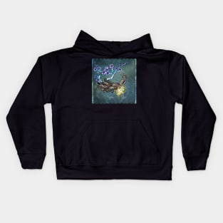 Wonderful elegant peacock with flowers Kids Hoodie